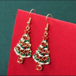 3 For $30 Red and Green Earrings Tree Dangle Drop Hook Earrings